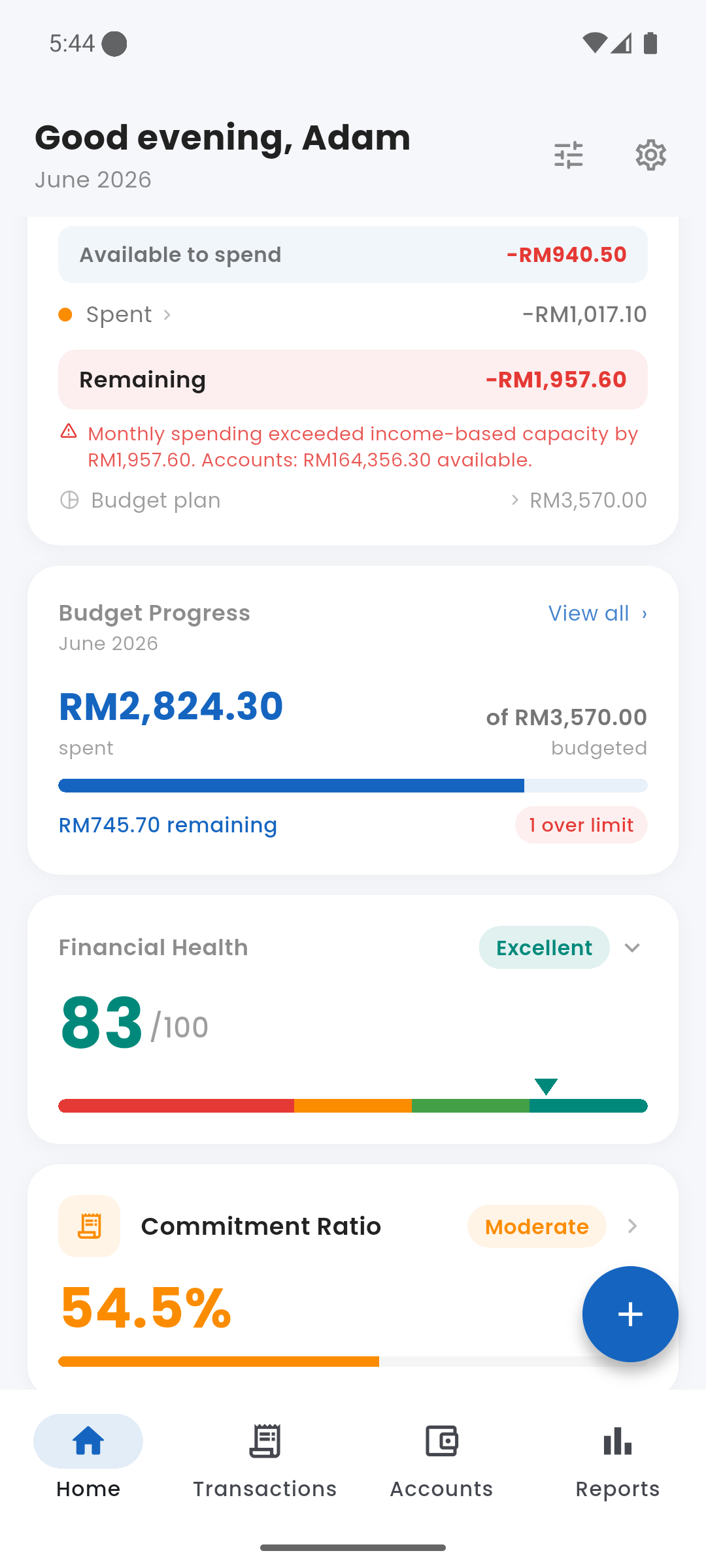 Budget Progress card