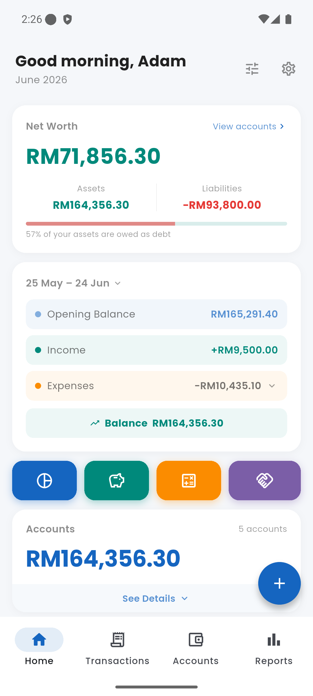 Expenses app dashboard